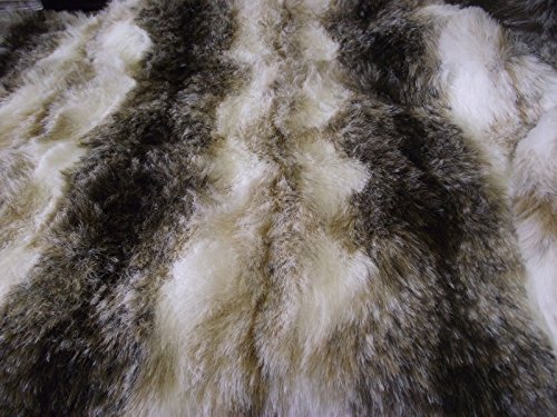 LUJOSO Material Textil de Piel Sintética Animal LOBO CAFÉ& BLANCO - 1Mtr - 150cmx100cm
